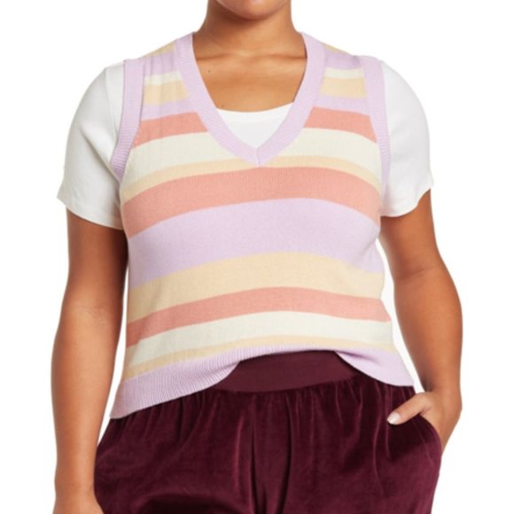 Abound Stripped Knit Sweater Vest 1X - NEW - Picture 2 of 8